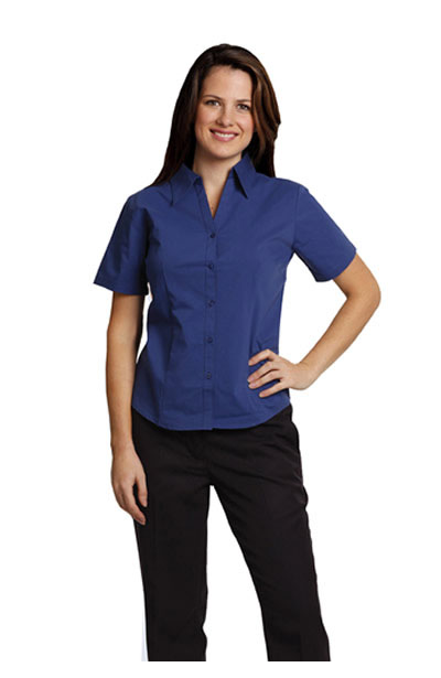 BS07S Executive Lady Short Sleeve Teflon Shirt With Open Neckline