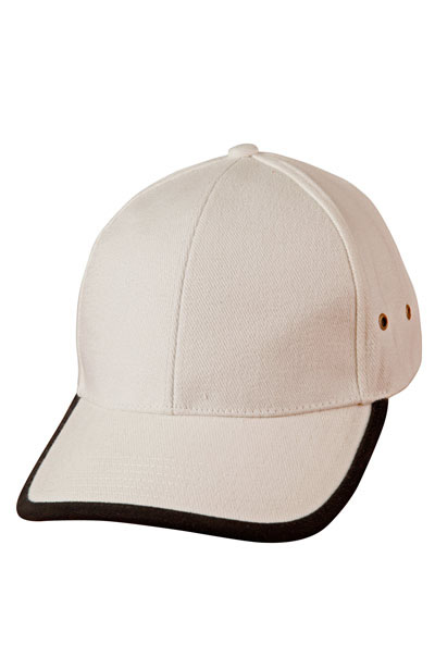 CH17 Heavy Brushed Cotton Baseball Cap With Peak & Back Trim