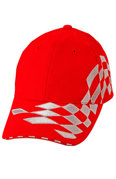 CH99 Racing Cap Heavy Brushed Cotton Embroidery Check Racing With Sandwich Peak Cap