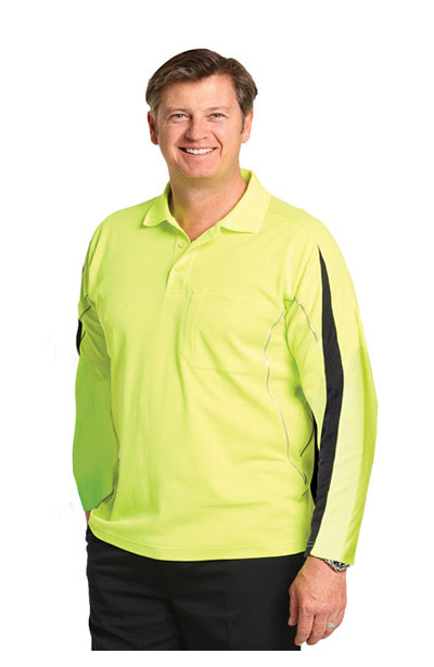 SW33A Men's TrueDry Hi-Vis Long Sleeve Polo with Reflective Piping