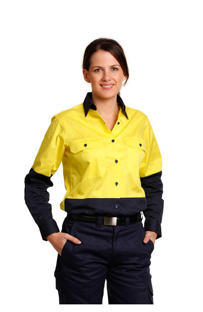 SW64 Ladies Hi-Vis Long Sleeve Safety Shirt