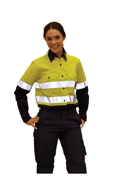 SW65 Ladies High Visibility Cool-Breeze Cotton Twill Safety Shirts