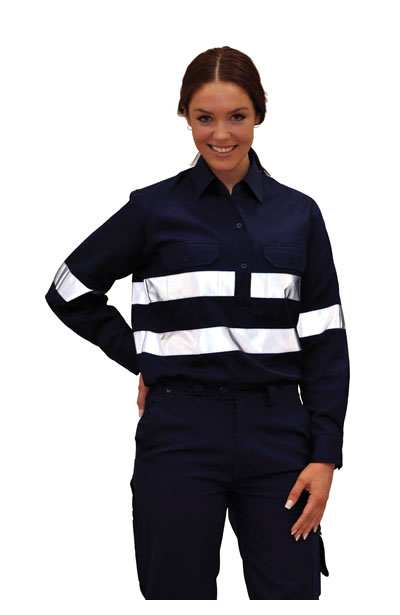 WT08HV Women's Cotton Drill Work Shirt with 3M Tapes