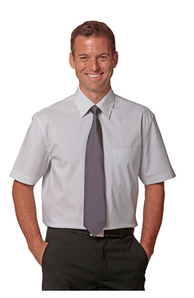 M7200S Men's Ticking Stripe Short Sleeve Shirt
