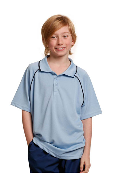 PS24 Champion Kids CoolDry Raglan Short Sleeve Contrast Polo